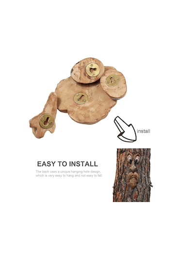 Aubyhe A Tipi Ağaç Kabuk Yüz Figürü, Bahçe Dekorasyonu, Paskalya Ve Halloween Dışarıdaki Kreatif Prop, Kolay Kurulum, Canlı Görünüm