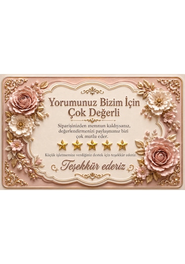3d Tasarım İşletme Yorum Kartı Sipariş Teşekkür Kartı Bej