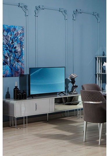 Modalife Veyron 197x45 Kapaklı + Çekmeceli TV Ünitesi Gri