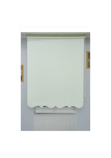 Kalın Keten Stor Zebra Güneşlik Perde Etekli Alüminyum Kasa & Boru, Ithal Kumaş Ekru