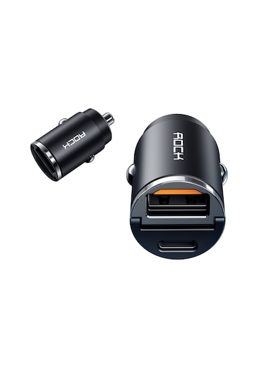 Rock H15 Metal 30w Pd Hızlı Araç Şarj Cihazı Siyah