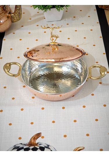 Modabakır Bakır Kapaklı Tava 16 Cm Model:6465565689r Bakır