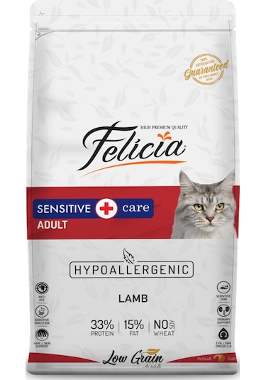 Felicia Hypoallergenic Düşük Tahıllı Kuzu Etli Yetişkin Kedi Maması 12 KG