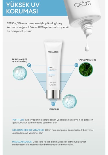 Cre'ars Peptit İçerikli Yoğun Nemlendirici Güneş Kremi SPF50+ 50 ML