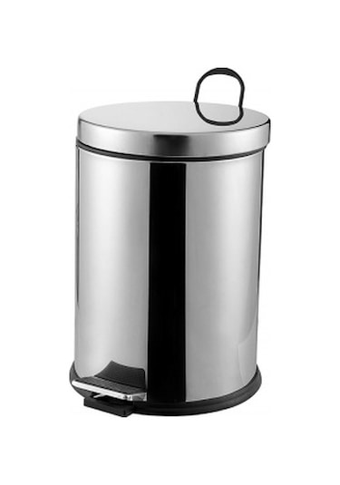 Pedallı 12lt Krom Metal Çöp Kovası 5332 Siyah