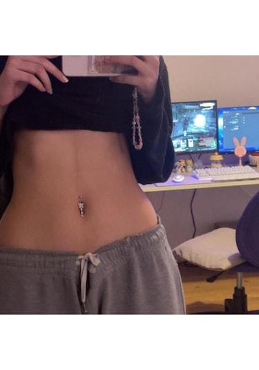 Shopiolog Cerrahi Çelik Kelebek 316 L Göbek Piercing Gümüş