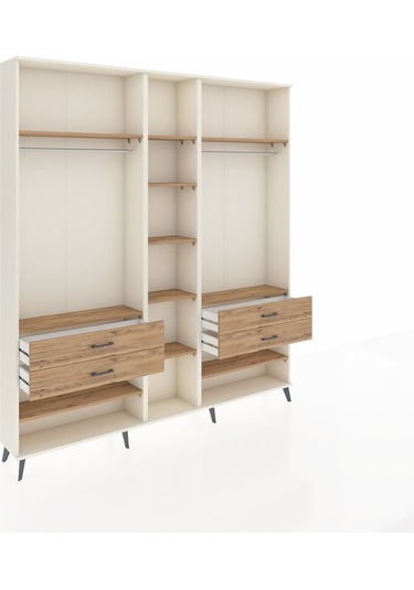 Arges Dolap 11 Raflı 4 Çekmeceli 2 Askılı 220x30x243 Aytaşı-çam/çam Atlas Çam/atlas Çam