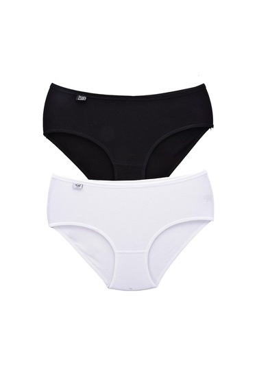 Kadın 924 Elastan 2'Li Bato Külot Seti Beyaz-Siyah