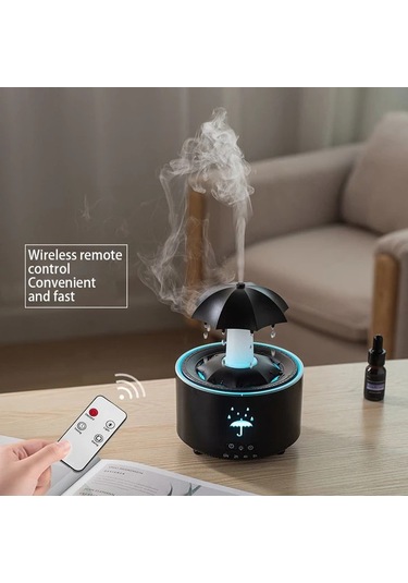 Motion003 Beyaz Döner Şemsiye Damlası Nemlendirici Büyük Sisli Ev Kullanımı Masaüstü Renkli Aydınlatma Uzaktan Kumanda Yatak Odası Ofis İçin