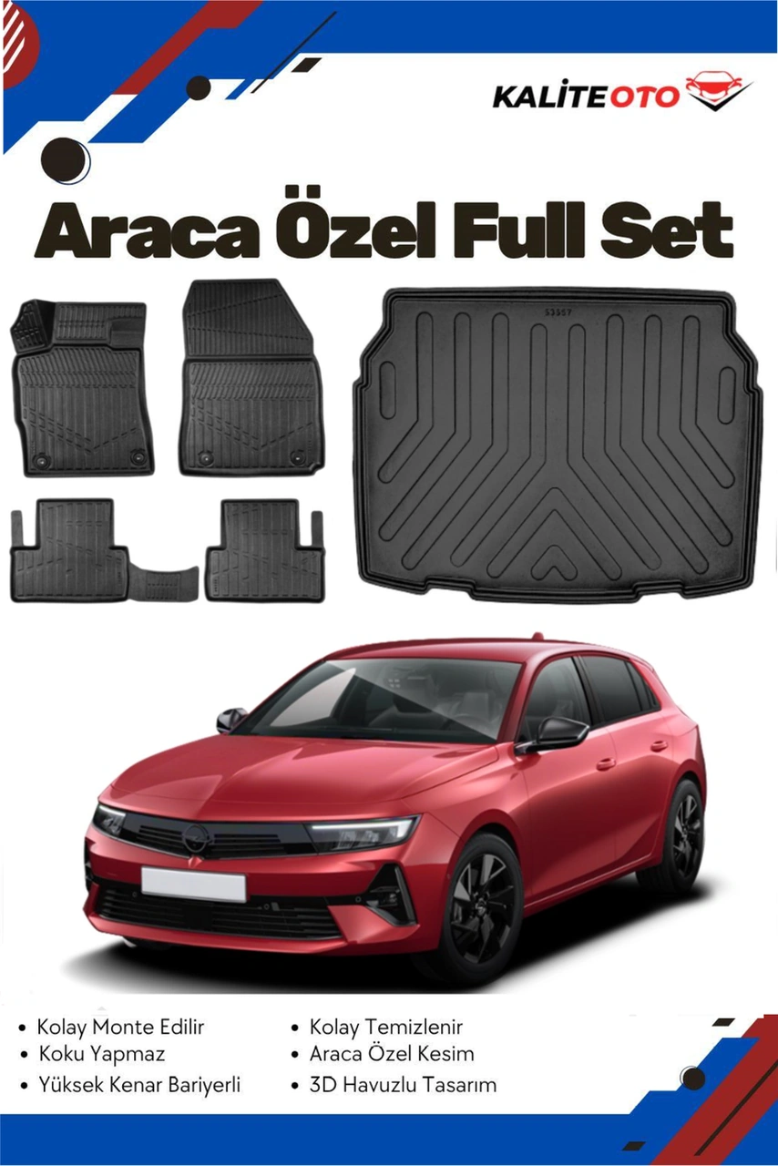 Opel Astra L 2023 Model Yumuşak Paspas+alt Bagaj Havuzu Seti
