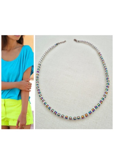 Termal Kuvars Doğal Taş Ve Mercan Doğal Taşlı Bayan Kolye Çok REnkli