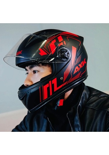 Pazly Tam Yüz Motosiklet Kaskı - Abs, Çift Vizör, Boyun Atkı, Toz Torbası, Kırmızı/mavi/turuncu, 550-620 Mm