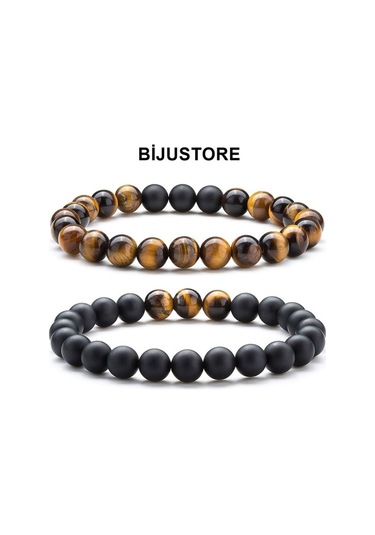 Kaplangözü & Oniks Erkek Doğal Taş Bileklik Çok Renkli