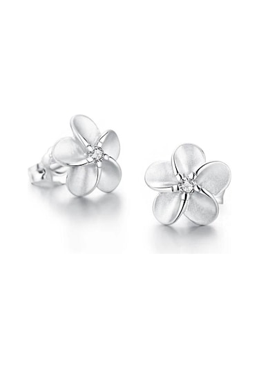 Brezza Lusso Jewelry Gümüş Küpe Çiçek Taşlı Bayan Gümüş Küpe