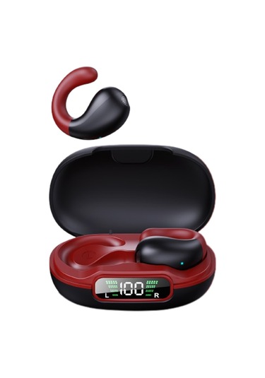 Qingmipy Siyah-kırmızı Q92 Bluetooth 5.3 Kulaklık - 5 Saat Müzik Süresi, 10m Menzil, 13mm Hoparlör