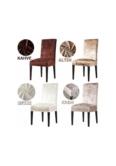 Pamuklu Kadife Sandalye Kılıfı Likralı Lastikli Sandalye Örtüsü
