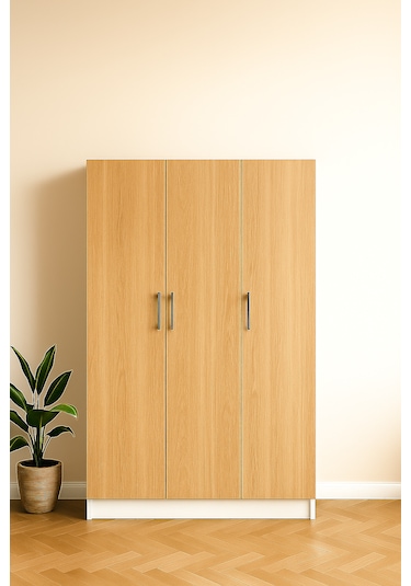 3 Kapaklı Elbise Dolabı 180 118 50 Cm Ahşap