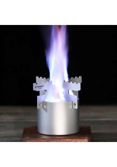 Yuntech01 Titanyum Alkol Ocağı 100ml + Taşıma Ayağı, 0.5mm Kalınlık, 74.5g Ağırlık, 5kg Yük Kapasitesi Gümüş