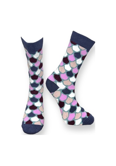 3'lü Unısex Balık Ve Geometrik Tasarımlı Esnek Nem Alabilen Pamuklu Spor Soket Çoraplar Çok Renkli