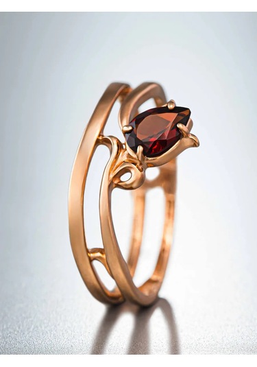 Uvelirnye Tradicii 925 Ayar Gümüş Doğal Granat Taşlı Yüzük 402987506 Gri