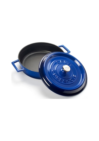 Lava Döküm Çok Amaçlı Yayvan Tencere. Trendy Çap 24 CM Mavi