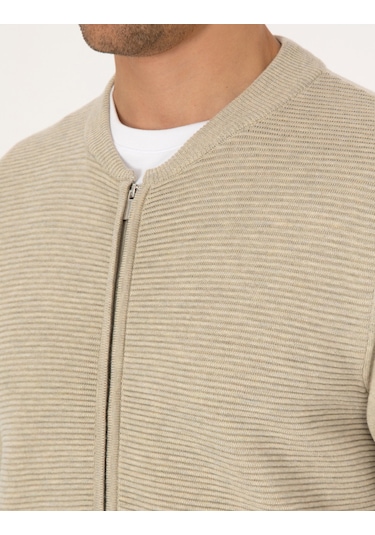 Pierre Cardin Erkek Kum Melanj Hırka Triko 50317333-vr123 Kum Melanj