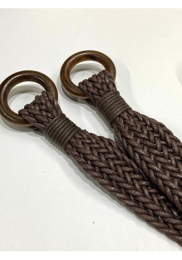 Örgü Model Çanta Sapı / Deri Görünümlü Sap / 45 Cm / - Kahve Kahve Kahverengi