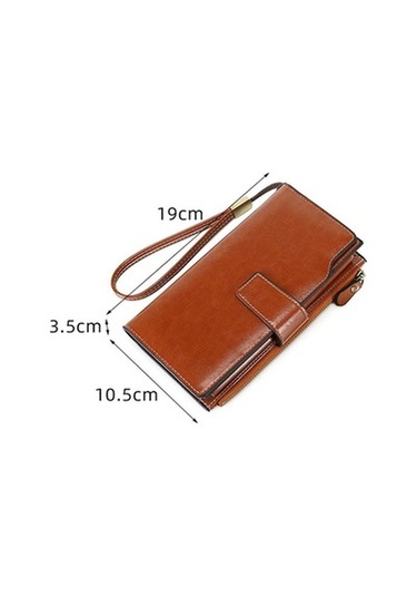 Linjinxu 1669 Rfıd Anti-manyetik Hırsızlığa Karşı Retro Uzun Cüzdan Kartlık Belge Çantası Lotus Rengi Çok Renkli