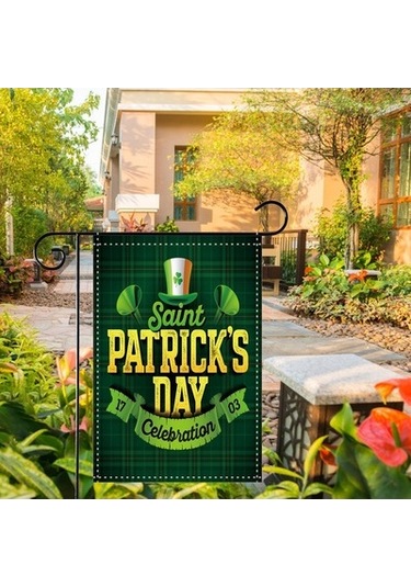 Lijinxu St Patricks Günü Bahçe Bayrağı Yeşil Şapka Stil-a