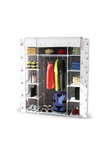 Sepettenevar Çift Yandan Raflı Askılıklı Kaliteli Bez Dolap İstanbul