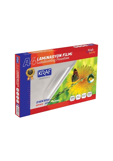 Kraf Laminasyon Filmi 125 Mikron A4 100'lü