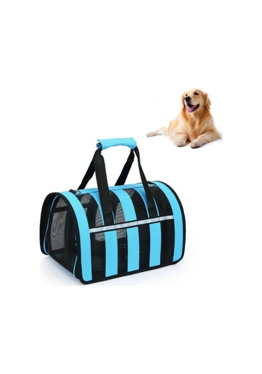 Katlanabilir Mesh Nefes Alabilen Evcil Hayvanlar Dışarı Çıkıyor Taşınabilir Çapraz Taşıma Çantası, Boyut: M Mavi