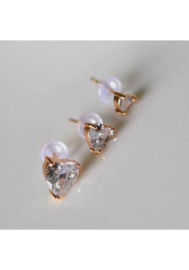 Tektaş Kalp Küpe Seti 3 Parça Çok renkli