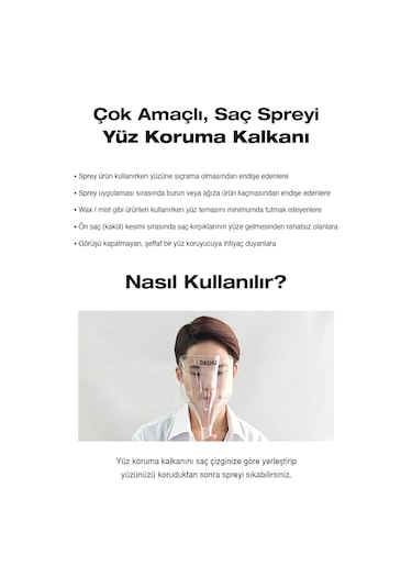 Çok Amaçlı, Saç Spreyi Yüz Koruma Kalkanı Dashu Face Cover See-through