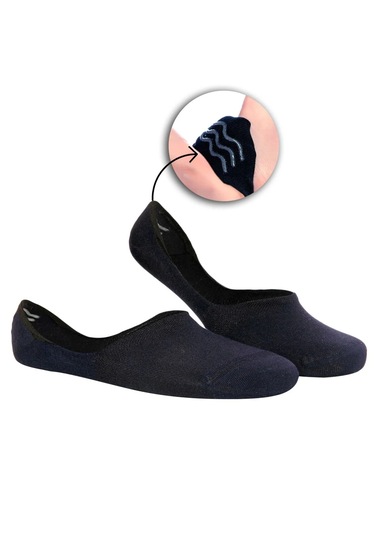 Premium 9'lu Dikişsiz Burun Kaydırmaz Topuk Bambu Babet Çorap Lacivert
