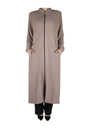 Kadın Ayrobin Kumaş Önü Fermuarlı Vatkalı Cepli Kap Siyah