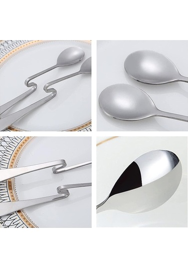 Fastbuy 6 Adet Yaratıcı Paslanmaz Çelik Kahve Karıştırma Kaşığı Bükülmüş Asılı Bardak Kaşığı Restoran Otel Kavisli Saplı Bükü
