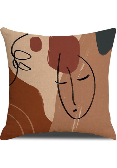 Yeni Sade Tarzda Baskılı Yastık Kılıfı No.14 Ekru