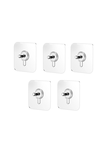Güçlü Yapışkanlı 10mm Hanger Vidalı Askılık 5 Adet-al4265 Şeffaf