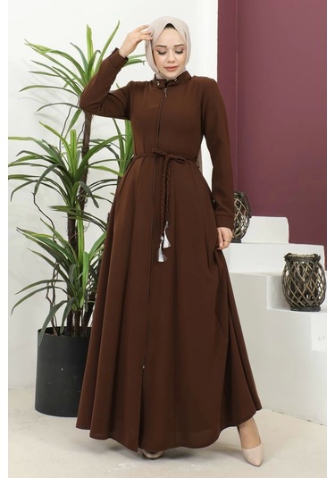 Burgu Kemerli Dokuma Kumaş Mevsimlik Mevlana Ferace - Taba / F0131 Taba