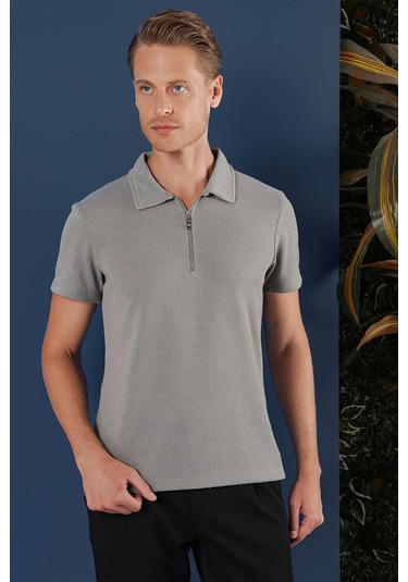 Ts 871 Slim Fit Gri Spor T-shirt Gri