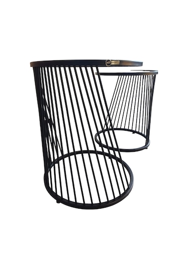 Marmara Dekoratif Siyah Yan Sehpa 2'li