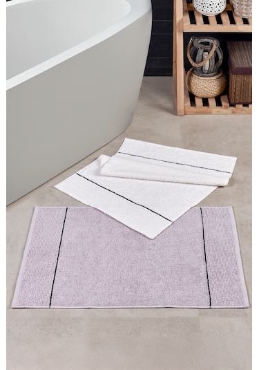 Valona 50x70 Cm 2'li Ayak Havlusu/banyo Paspası Gri-krem Gri - Krem
