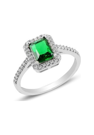 Gümüş Rodyumlu Kök Zümrüt Baget Taşlı Üçlü Set