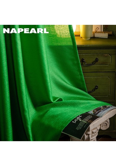 Yeşil 1 Adet Basit Tarzı Renkli Tül Çekme Pilili Bant Pencere Perdesi Nispeten Kalın Sırf Perde Oturma Odası Mutfak Perdesi Napearl W100cm X L250cm