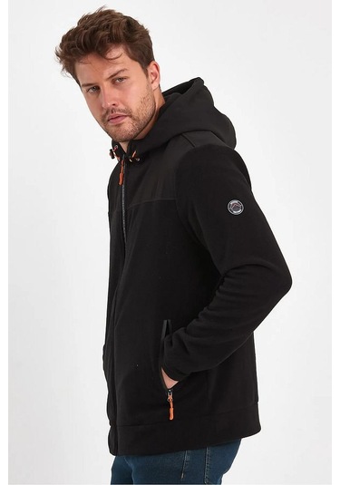 Rodi Jeans Erkek Ön Arka Garnili Fermuarlı Kapüşonlu Polar Haki