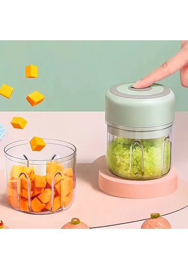 Dashanshop Yeşil 250ml Usb Şarjlı Mini Elektrikli Sarımsak Doğrayıcı Ve Et Kıyma Makinesi Yeşil