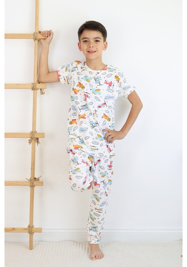 Harika Kids Erkek Çocuk Baskılı Pamuklu Penye Kumaş Pijama Takımı 001