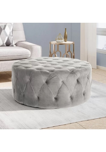 Deccostil Kapitoneli Yuvarlak Kapitoneli Puf/Orta Sehpa