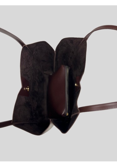 Vazıradk Vera V Kesim Omuz Çantası & Makyaj Çantası Seti Kahve